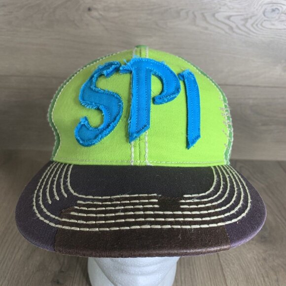 SP1 Raised Patch Blue Letters Ball Cap Green Adj Snapback Embroidery Texas - Picture 1 of 10